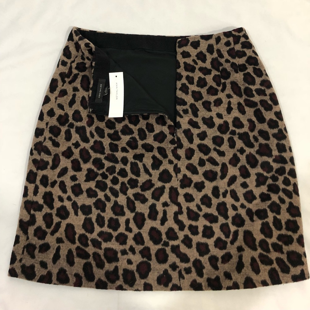 Ann Taylor wool leopard print career skirt new